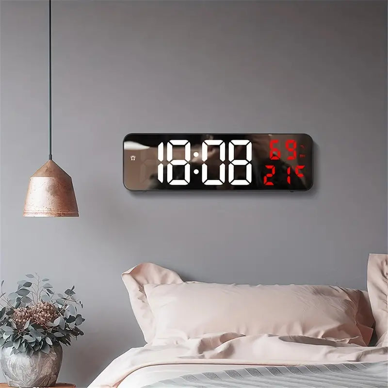 Large Digital Wall Clock With Temperature And Humidity Display