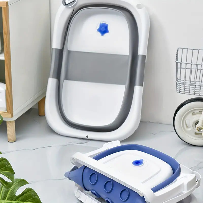 Real-Time Temperature Silicone Foldable Baby Bathtub